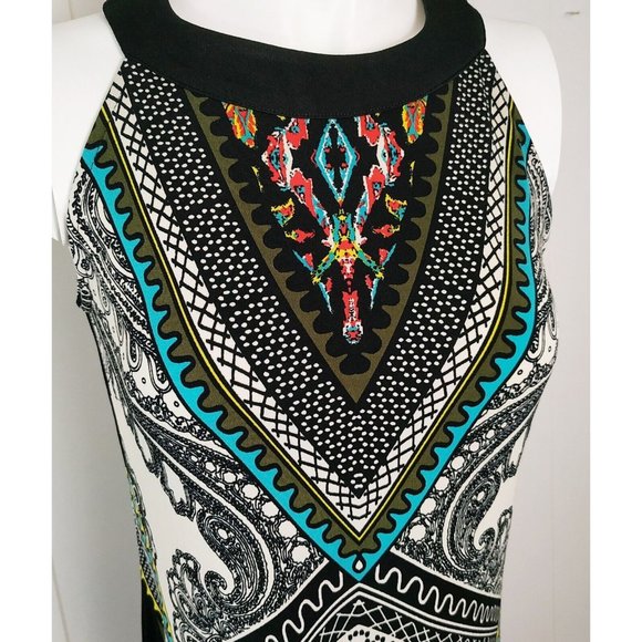 APT 9 Halter dress Size PS small Colorful Geometric Sleeveless A-line ring neck - Picture 6 of 8